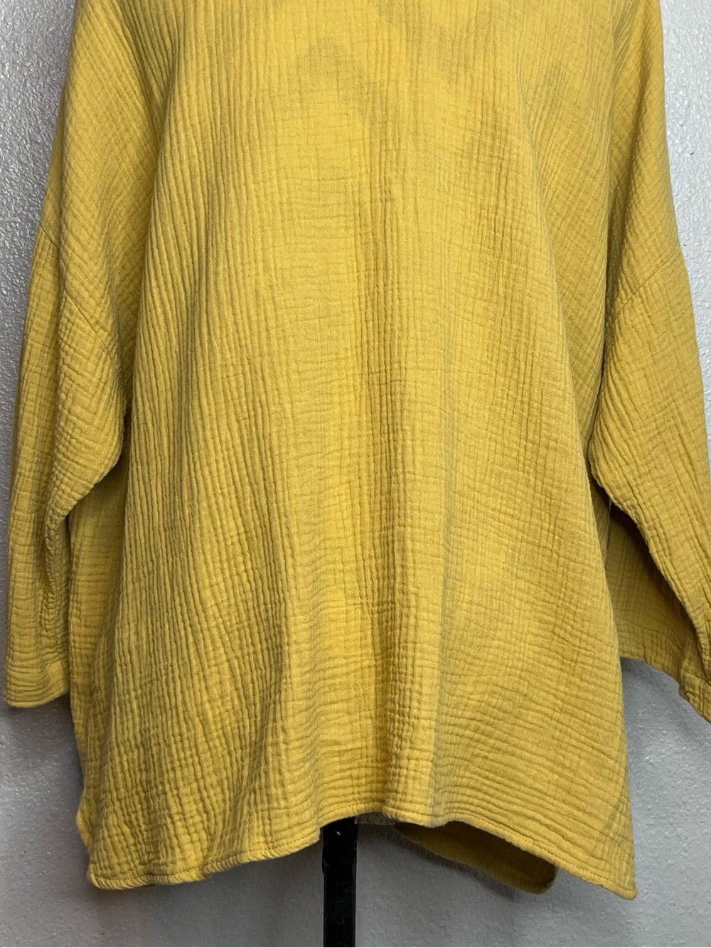 Jones New York 100% Cotton Gauze Mustard Yellow Relaxed Tunic Top Sz L - Picture 6 of 11